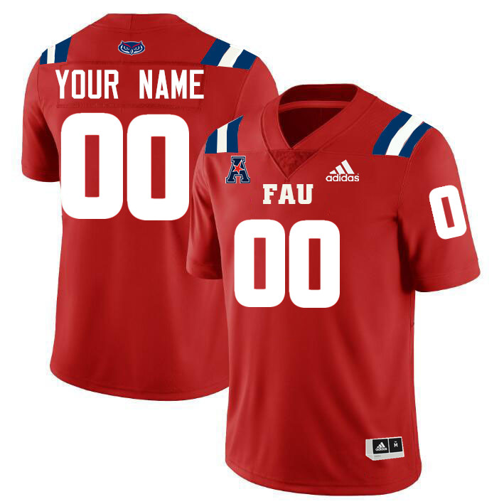 Custom Florida Atlantic Owls Name And Number Football Jersey-Red